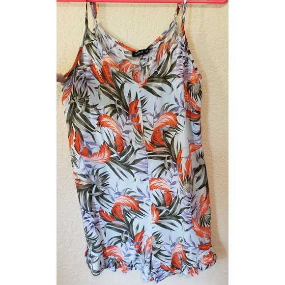 Cotton On Womens Jumpsuit Romper Medium Blue Floral V-Neck Spaghetti Strap - Picture 2 of 8